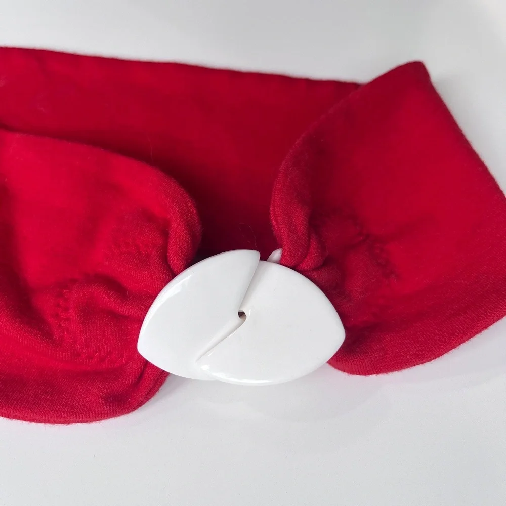 Vintage Kisslock Wide Red Fabric Stretch Belt